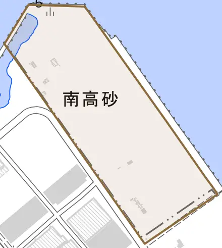 南高砂とその周辺の地図。町の範囲を重ねている