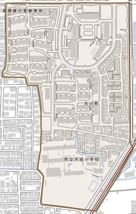 天川町とその周辺の地図。町の範囲を重ねている