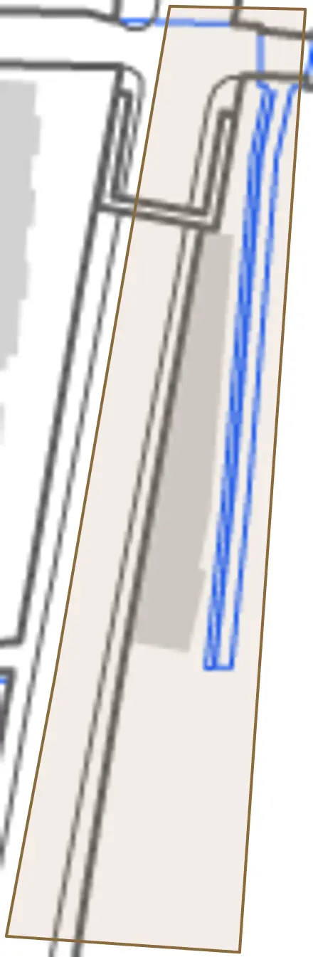 大字西面とその周辺の地図。町の範囲を重ねている