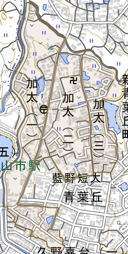 加太とその周辺の地図。町の範囲を重ねている