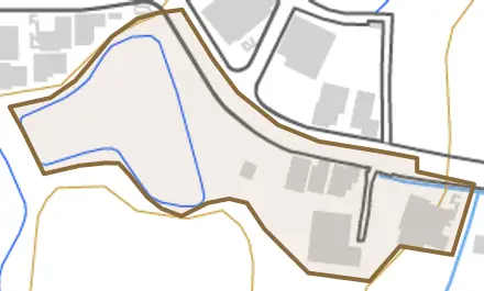 大字中野とその周辺の地図。町の範囲を重ねている
