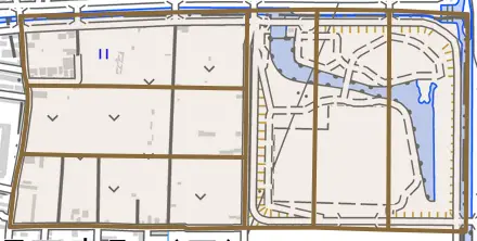 福万寺町北とその周辺の地図。町の範囲を重ねている