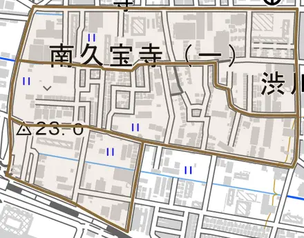 南久宝寺とその周辺の地図。町の範囲を重ねている