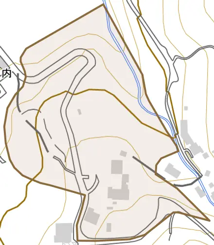 大字教興寺とその周辺の地図。町の範囲を重ねている