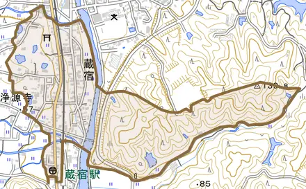 蔵宿とその周辺の地図。町の範囲を重ねている