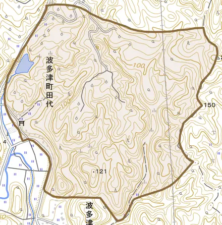 波多津町田代とその周辺の地図。町の範囲を重ねている