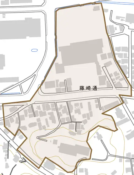 藤崎通とその周辺の地図。町の範囲を重ねている