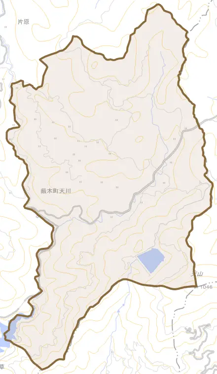 厳木町天川とその周辺の地図。町の範囲を重ねている