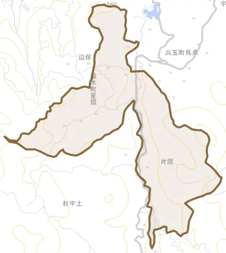 厳木町星領とその周辺の地図。町の範囲を重ねている