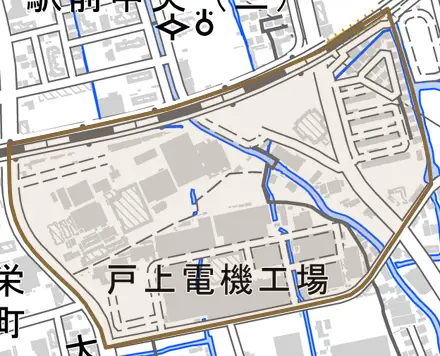 大財北町とその周辺の地図。町の範囲を重ねている