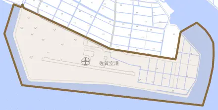 川副町大字犬井道とその周辺の地図。町の範囲を重ねている