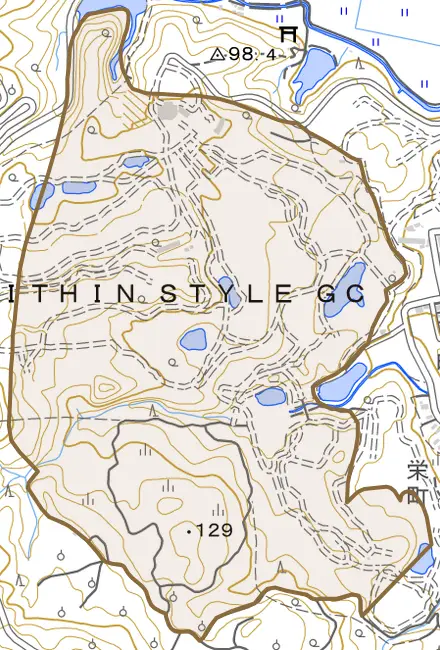 多久町とその周辺の地図。町の範囲を重ねている