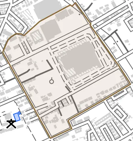 大字上尾宿とその周辺の地図。町の範囲を重ねている