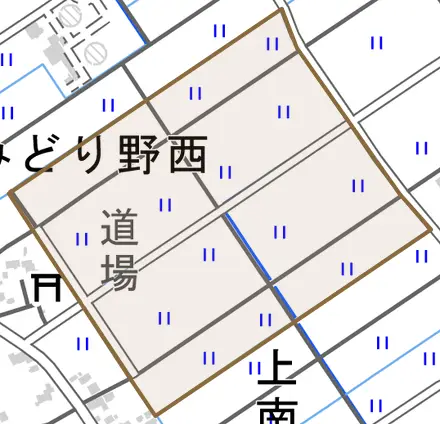 みどり野西とその周辺の地図。町の範囲を重ねている