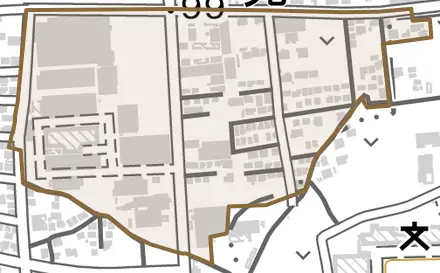 大字新光とその周辺の地図。町の範囲を重ねている