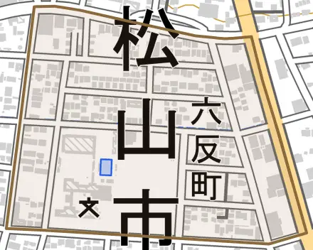 六反町とその周辺の地図。町の範囲を重ねている