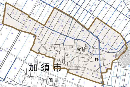 今鉾とその周辺の地図。町の範囲を重ねている