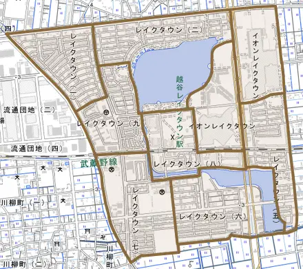 レイクタウンとその周辺の地図。町の範囲を重ねている