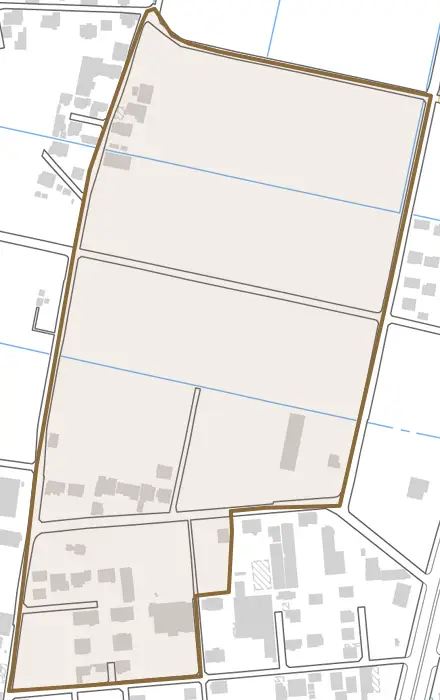 妻沼台とその周辺の地図。町の範囲を重ねている
