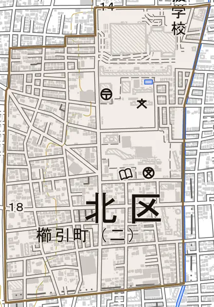 櫛引町とその周辺の地図。町の範囲を重ねている