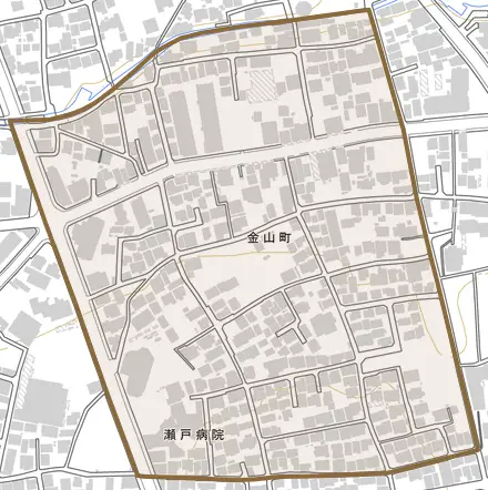 金山町とその周辺の地図。町の範囲を重ねている