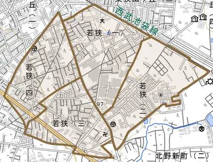 若狭とその周辺の地図。町の範囲を重ねている