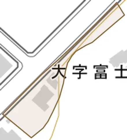 大字富士見とその周辺の地図。町の範囲を重ねている