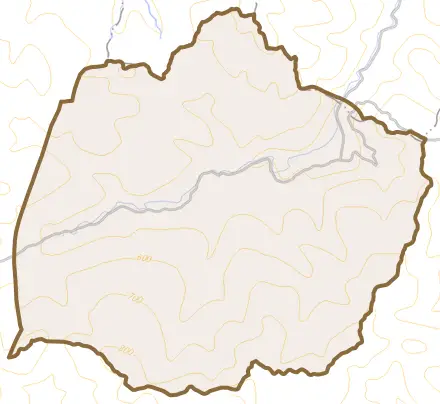 百済寺甲町とその周辺の地図。町の範囲を重ねている