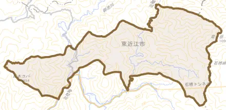政所町とその周辺の地図。町の範囲を重ねている