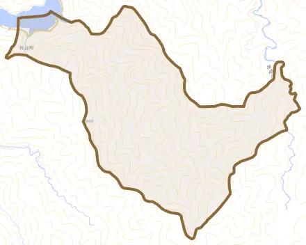 佐目町とその周辺の地図。町の範囲を重ねている