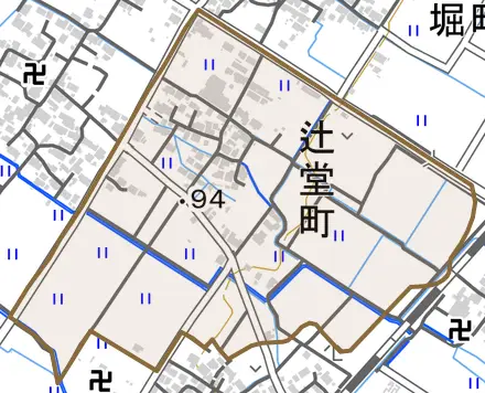 辻堂町とその周辺の地図。町の範囲を重ねている
