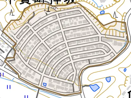 甲賀町拝坂とその周辺の地図。町の範囲を重ねている