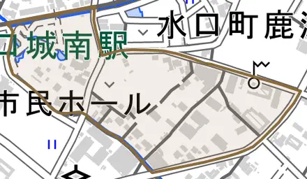 水口町宮の前とその周辺の地図。町の範囲を重ねている