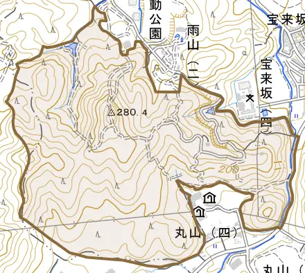 大字石部とその周辺の地図。町の範囲を重ねている