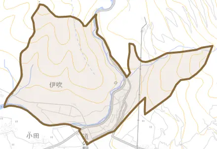 伊吹とその周辺の地図。町の範囲を重ねている