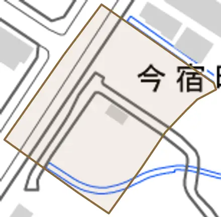 今宿町とその周辺の地図。町の範囲を重ねている