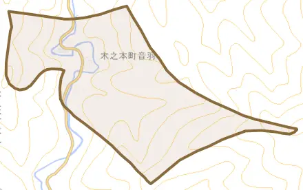 木之本町音羽とその周辺の地図。町の範囲を重ねている