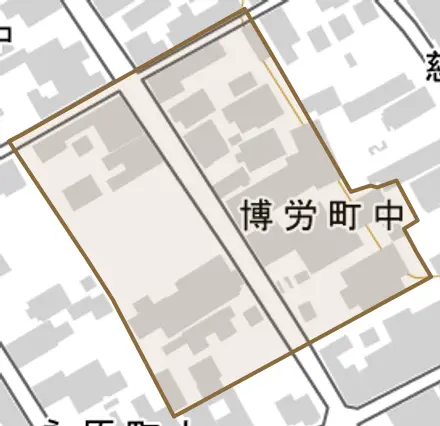 博労町中とその周辺の地図。町の範囲を重ねている