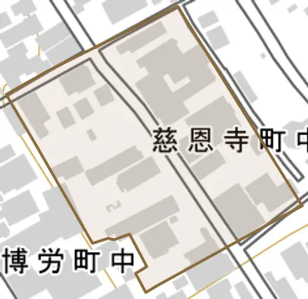 慈恩寺町中とその周辺の地図。町の範囲を重ねている