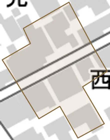 西畳屋町とその周辺の地図。町の範囲を重ねている