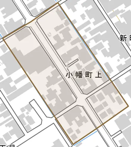 小幡町上とその周辺の地図。町の範囲を重ねている