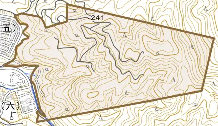 大石中町とその周辺の地図。町の範囲を重ねている