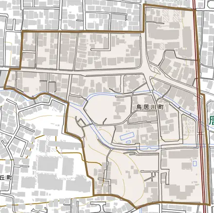 鳥居川町とその周辺の地図。町の範囲を重ねている