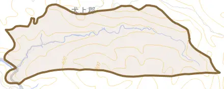 大字大杉とその周辺の地図。町の範囲を重ねている