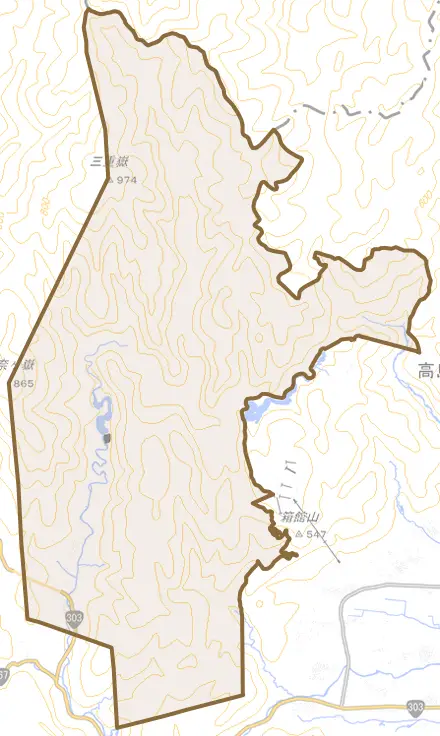 今津町角川とその周辺の地図。町の範囲を重ねている