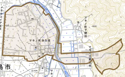 マキノ町寺久保とその周辺の地図。町の範囲を重ねている