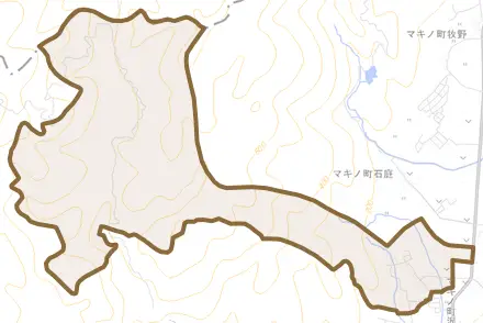 マキノ町辻とその周辺の地図。町の範囲を重ねている