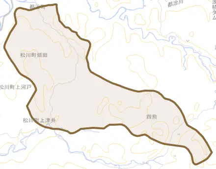 松川町畑田とその周辺の地図。町の範囲を重ねている