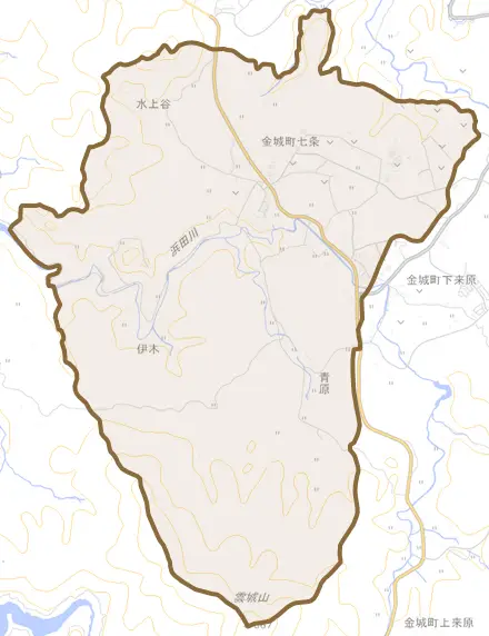 金城町七条とその周辺の地図。町の範囲を重ねている