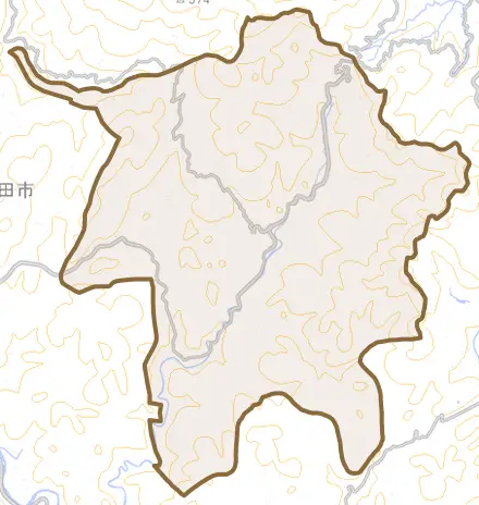 三隅町井野とその周辺の地図。町の範囲を重ねている